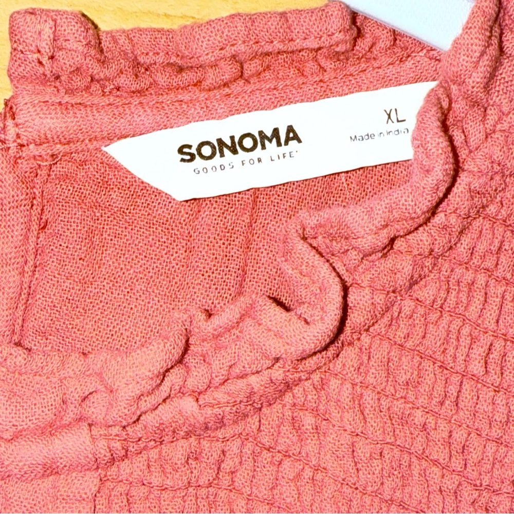 Sonoma Pink Pleated Long Sleeve Blouse - Picture 9 of 11